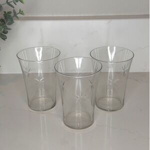 Vintage Starburst Etched Glass Tumblers Set of 3